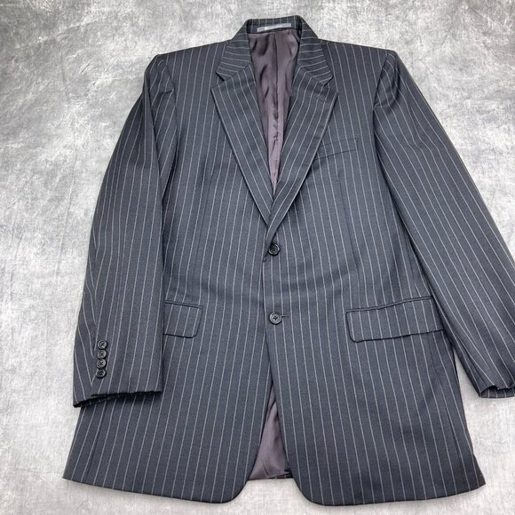 Hickey Freeman Blazer Men 42L Gray Pinstripe Wool Madison Classic Career USA VTG - Picture 2 of 13